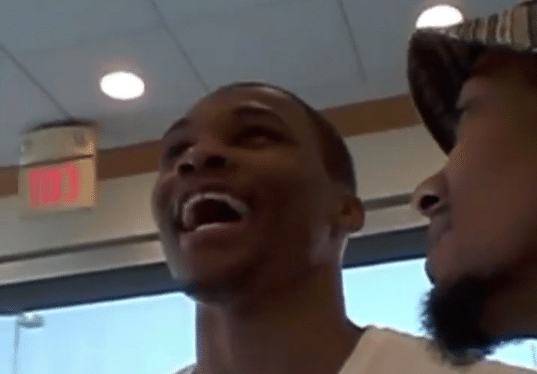 All Russell Westbrook Can Do Is Laugh About Kevin Durant (Video)