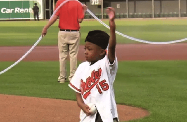 Child Throws Out First Pitch At Baltimore Orioles Game After Bilateral Hand Transplant (Video)