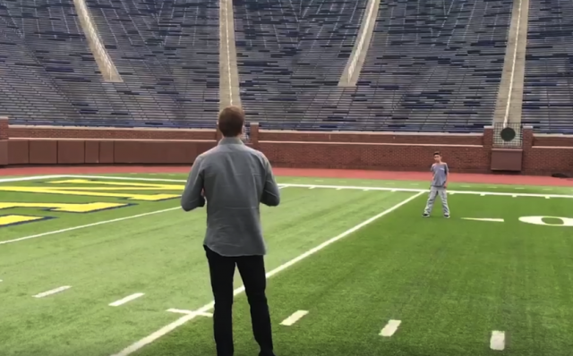 Tom Brady Tosses Football With Son At Michigan (Video)