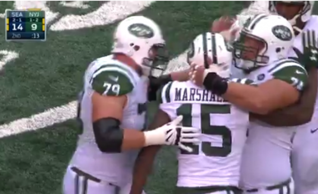 New York Jets’ Ryan Fitzpatrick Finds Brandon Marshall Who Abuses Richard Sherman (Video)