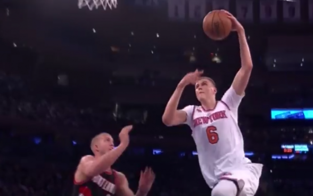 New York Knicks’ Kristaps Porzingis is doing silly things against Portland (Video)