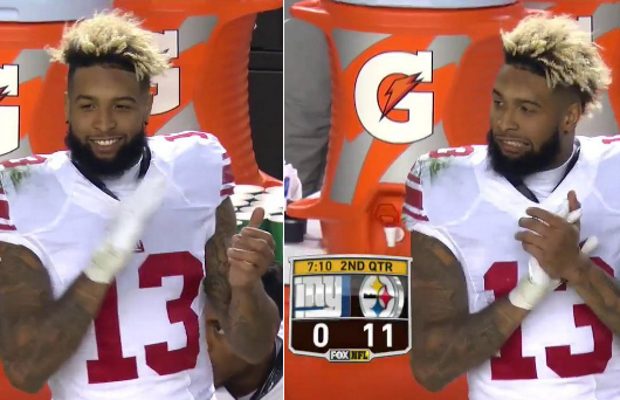 New York Giants: Odell Beckham Jr. smiles after Antonio Brown TD (Photo)