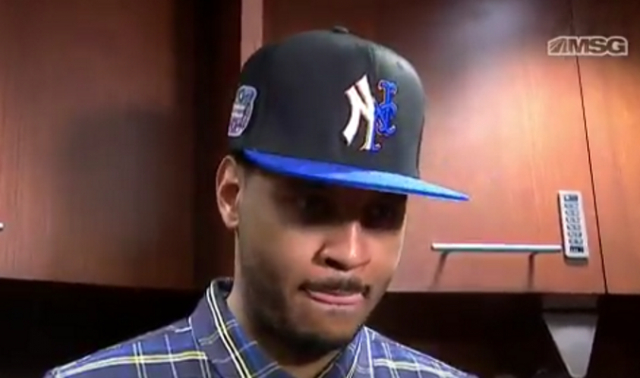 Carmelo Anthony wearing a combo Yankees-Mets hat is the nail in the coffin (Video)