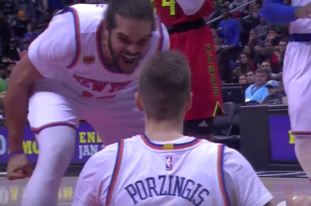 New York Knicks’ Kristaps Porzingis throws it all over Dwight Howard (Video)