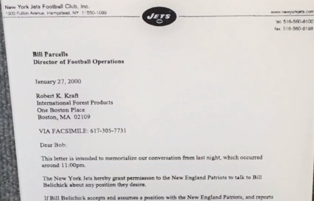 The actual document that allowed Bill Belichick to leave the New York Jets (Photo)