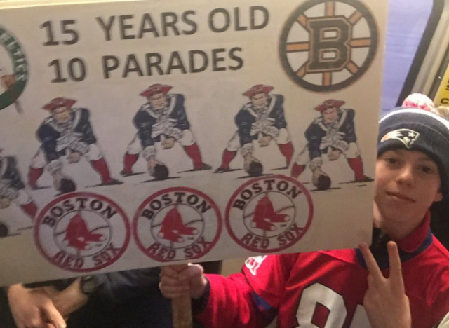 This spoiled rotten Boston fan has attended 10 championship parades at 15-years-old