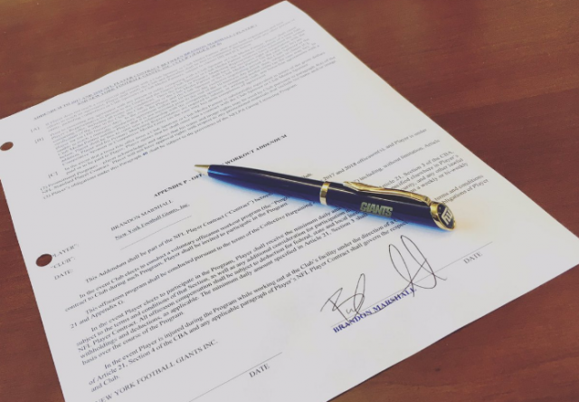 Brandon Marshall Tweets Picture of His New Deal With the New York Giants (Photo)