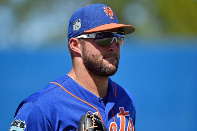 New York Mets’ Tim Tebow Goes Down Without a Fight Against Max Scherzer (Video)