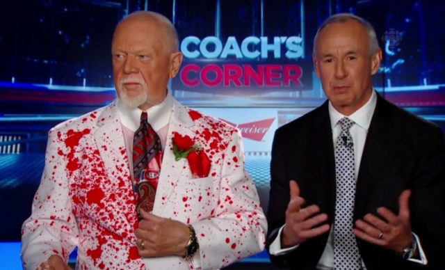 Canadian Mr. Hockey Don Cherry Wears ‘Murder Suit’ on Set (Photo)