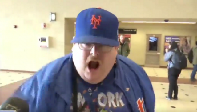 New York Mets Fan Goes Bananas After NJ Transit Derailment Causes Delay (Video)