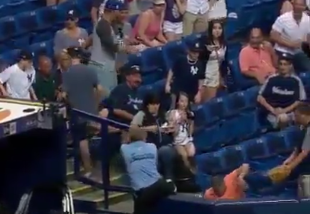 Fan Hilariously Falls After Snagging Bat During New York Yankees Win (Video)