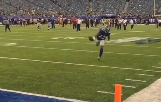 Giants’ Odell Beckham Jr. Finishes Obscene Catch During Pregame Warmups (Video)