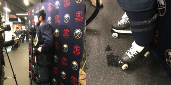 Buffalo Sabres Center Ryan O’Reilly Does Interview Wearing Roller Skate Guards