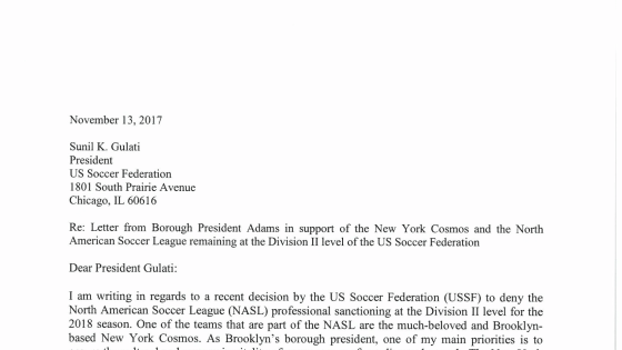 New York Cosmos: Open letters to the United States Soccer Federation 3