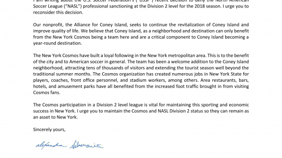 New York Cosmos: Open letters to the United States Soccer Federation 4