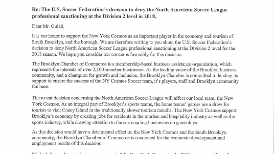 New York Cosmos: Open letters to the United States Soccer Federation 5