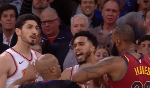LeBron James Challenged by Knicks’ Frank Ntilikina, Enes Kanter (Video)