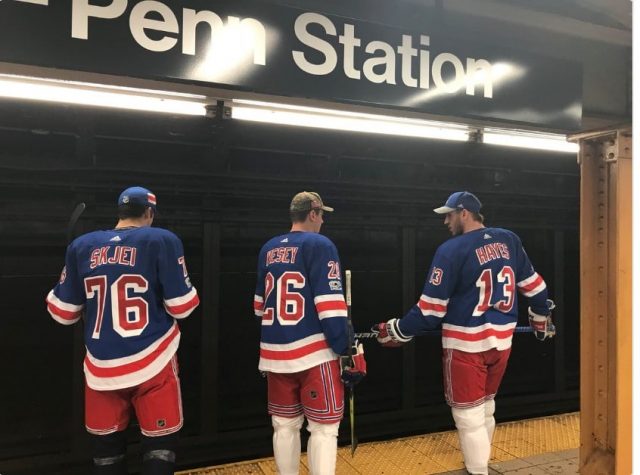 New York Rangers have some fun on they way to practice