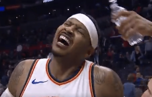 Carmelo Anthony can’t help his NSFW language live on-air (Video)