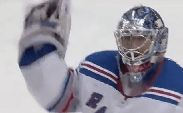 New York Rangers’ Henrik Lundqvist throws puck towards official (Video)