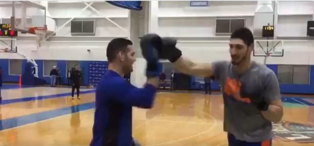 UFC star Chris Weidman spars with Knicks’ Enes Kanter, warns LeBron James (Video)