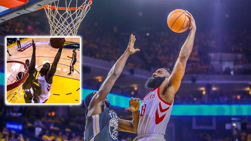 NBA Playoffs: James Harden baptizes Draymond Green (Video)