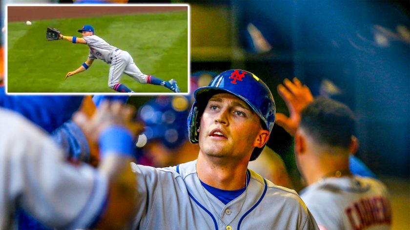 New York Mets OF Brandon Nimmo makes spectacular catch behind Noah Syndergaard (Video)