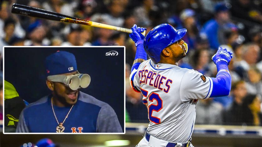 New York Mets: OF Yoenis Cespedes clowning around in the dugout (Video)