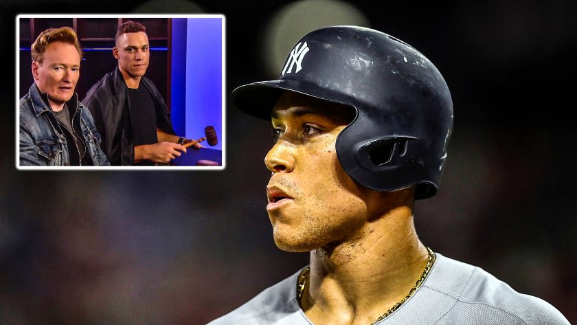 New York Yankees OF Aaron Judge & Conan O’Brien flick the sticks (Video)