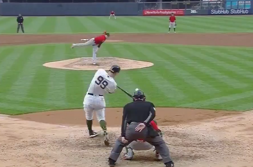 New York Yankees: Aaron Judge slaps 119.9 mph base hit (Video)
