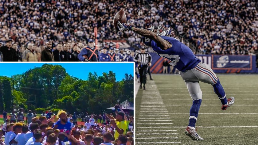 New York Giants’ Odell Beckham Jr. mobbed by kids after insane catch (Video)