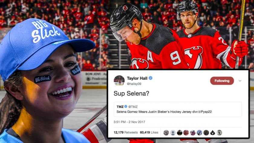 New Jersey Devils F Taylor Hall & Selena Gomez tweet-up for NHL award