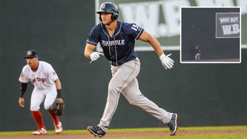 New York Mets: Tim Tebow has fly ball deflect off his head (Video)