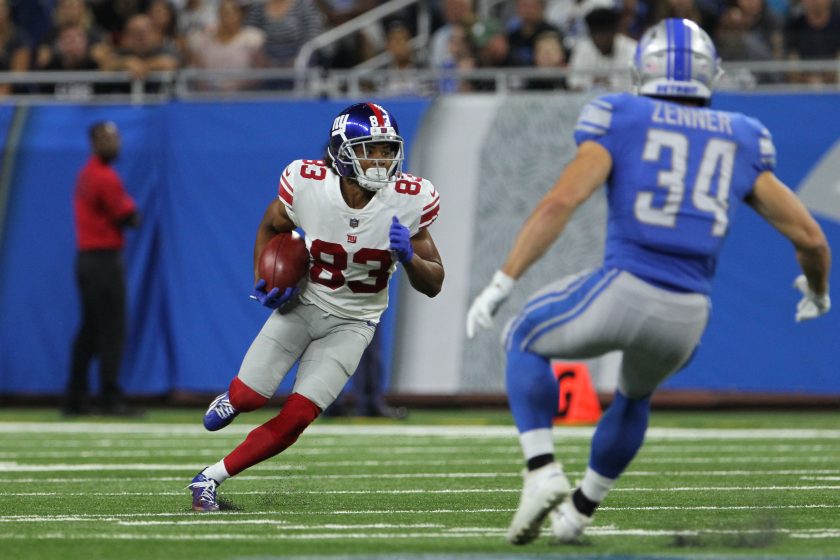 New York Giants WR Kalif Raymond forced to play RB in camp shortage