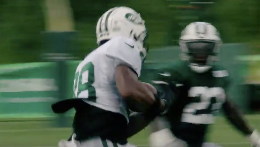 New York Jets safety Terrence Brooks blasts Charles Johnson in practice (Video)