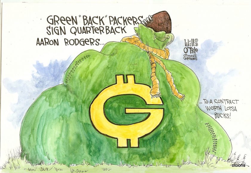 O’Toole Cartoons: Aaron Rodgers & Packers moneybags