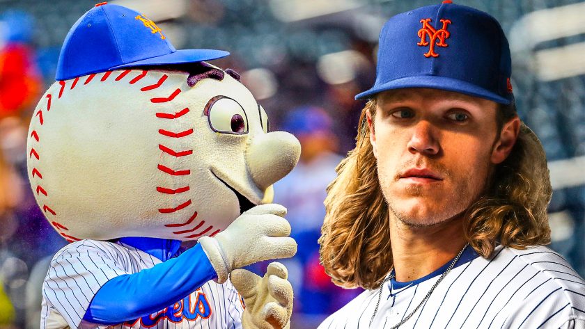 New York Mets SP Noah Syndergaard loving Mr. Met after seeing Gritty