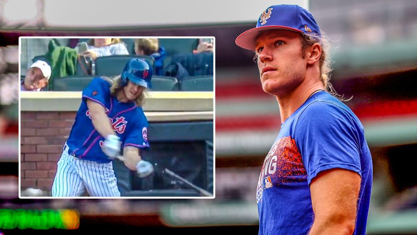 New York Mets: Noah Syndergaard breaks bat on swing and miss (Video)