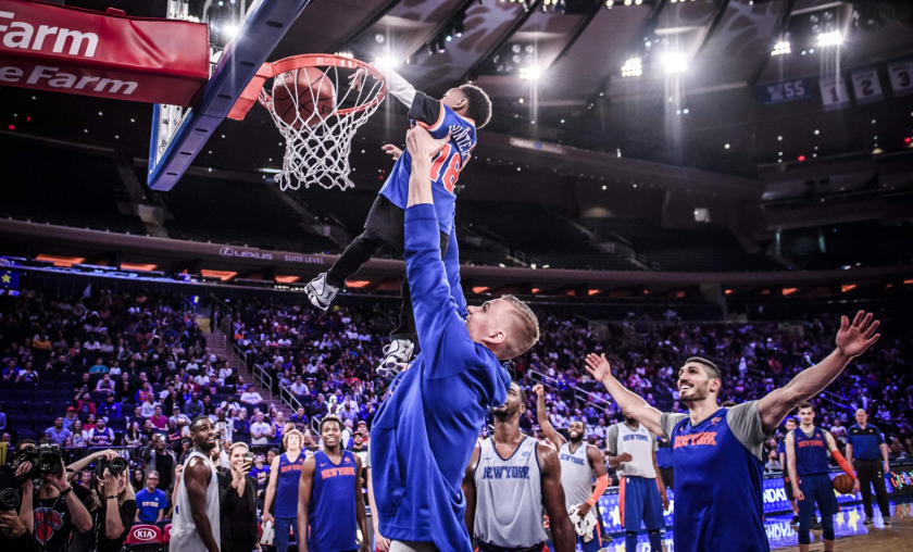 New York Knicks: Kristaps Porzingis helps Jaheem hammer one home (Video)