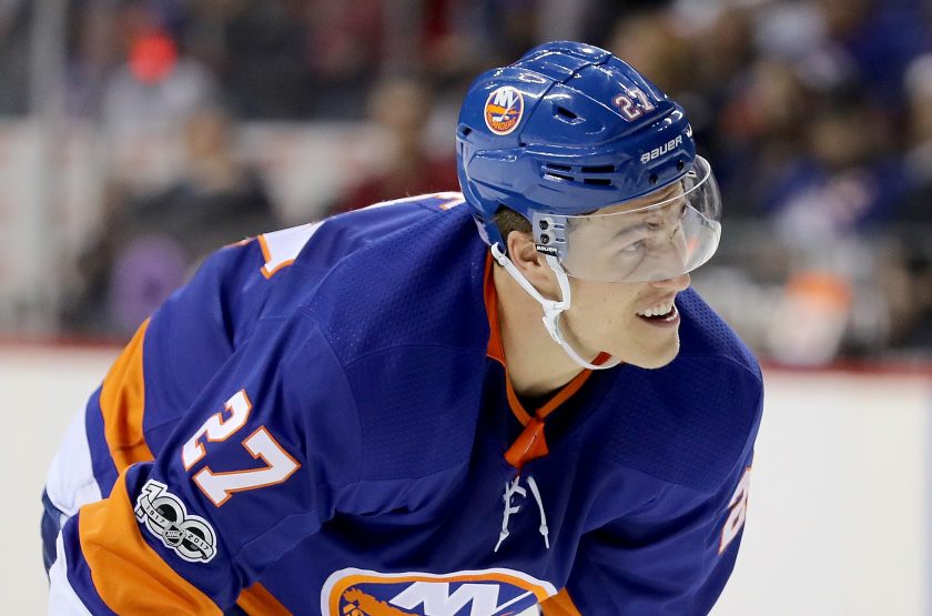 Islanders captain Anders Lee skating in Boston