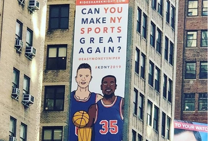 New York Knicks: Billboard recruiting Kevin Durant pops up in NYC