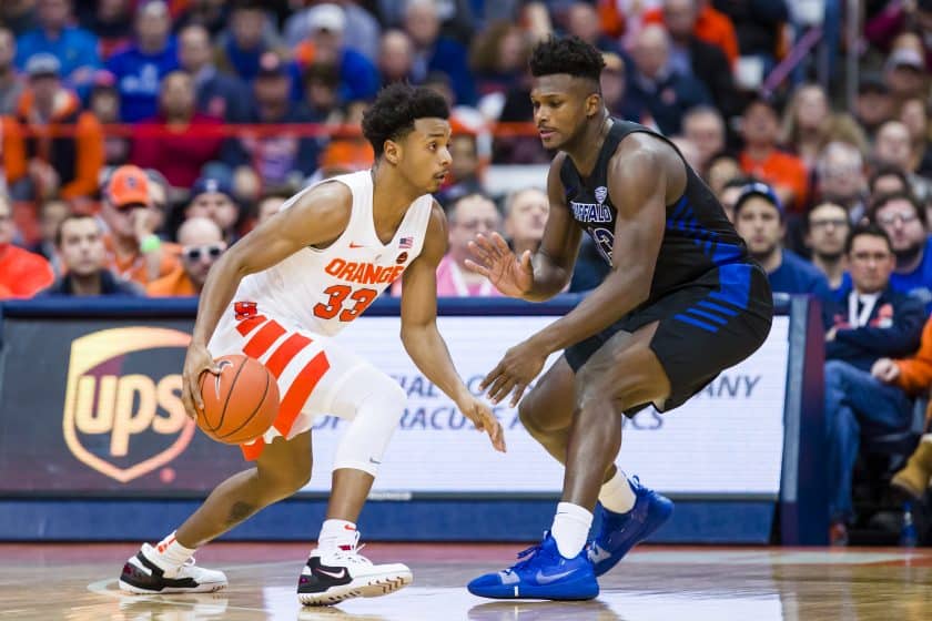 Syracuse’s Elijah Hughes launches improbable shot to end first half (Video)