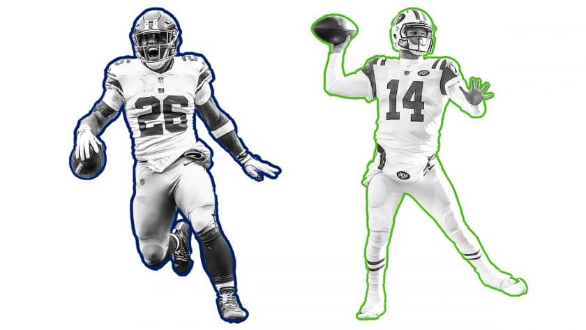 Jets QB Sam Darnold links up with Giants RB Saquon Barkley (Video)