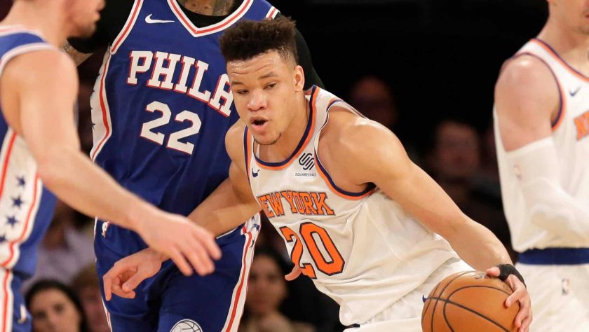 New York Knicks F Kevin Knox laughs with angry fan from draft night