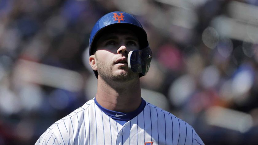 New York Mets 1B Pete Alonso also studies the opposing catcher’s habits