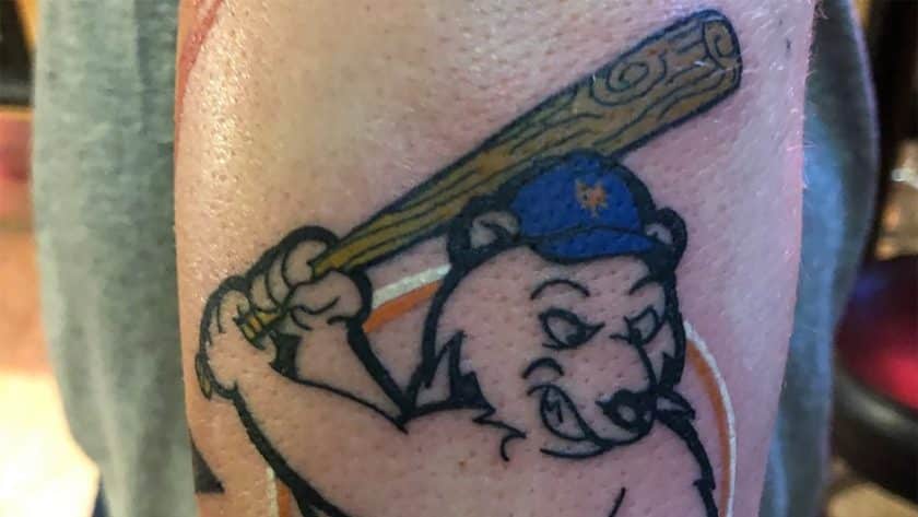 New York Mets fan inked with custom Polar Bear Pete Alonso tattoo