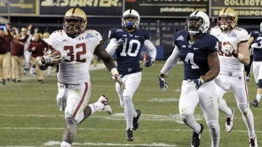 New York Giants RB Saquon Barkley retrieves Jon Hilliman’s touchdown ball