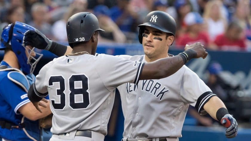 Mike Tauchman is the next man down for the New York Yankees