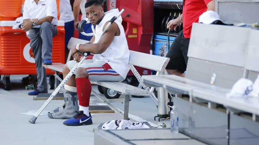 New York Giants RB Saquon Barkley diagnosed with high ankle sprain (Report)