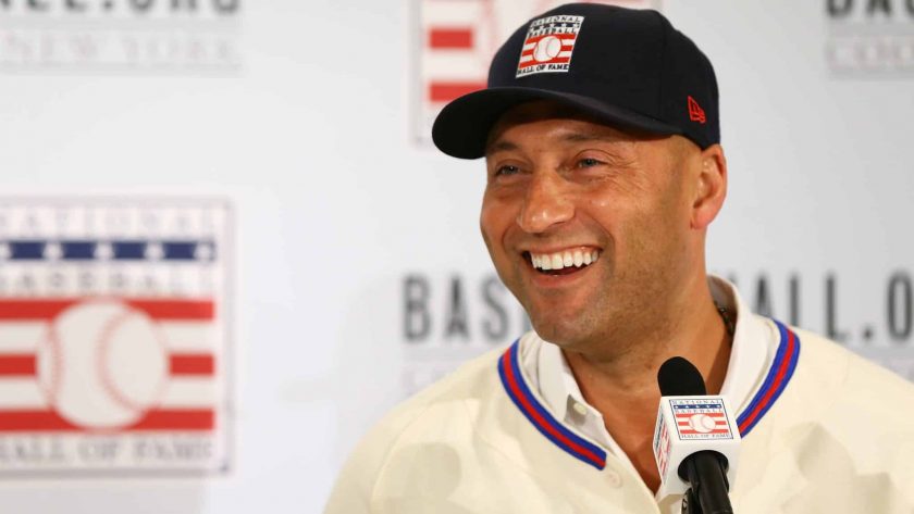 NEW YORK, NEW YORK - JANUARY 22: Derek Jeter speaks to the media after being elected into the National Baseball Hall of Fame Class of 2020 on January 22, 2020 at the St. Regis Hotel in New York City. The National Baseball Hall of Fame induction ceremony will be held on Sunday, July 26, 2020 in Cooperstown, NY.